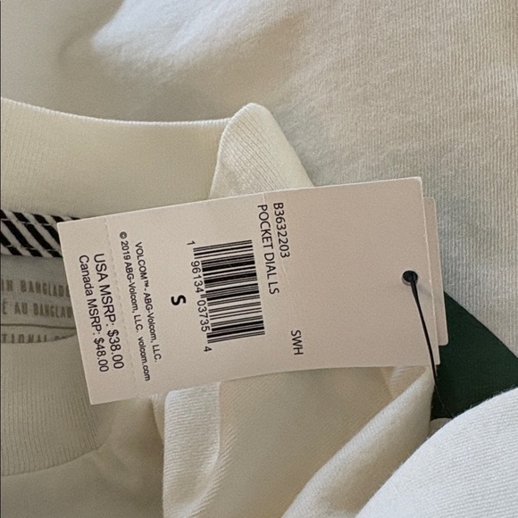 VOLCOM POCKET DIAL LONG SLEEVE TEE - STAR WHITE Size Small - Picture 7 of 7